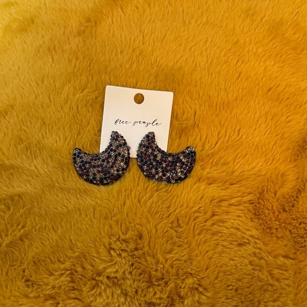 Free People Midnight Blue Crescent Earrings